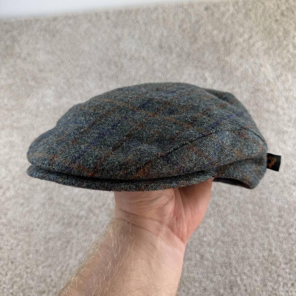 Mucros Hat Cap Fitted Mens Large Green Plaid Tweed Trinity Flat Lined Winter